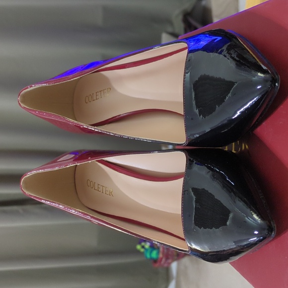 Hombre Red And Black Stiletto 4 Inch Heels Size 10.5 - Picture 3 of 9